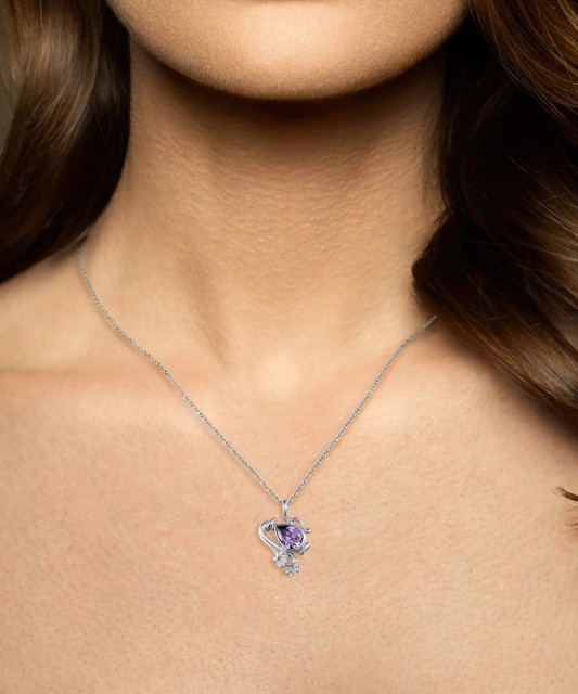 Sidabrinis pakabukas su ametistu ir cirkoniais