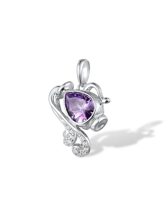 Sidabrinis pakabukas su ametistu ir cirkoniais