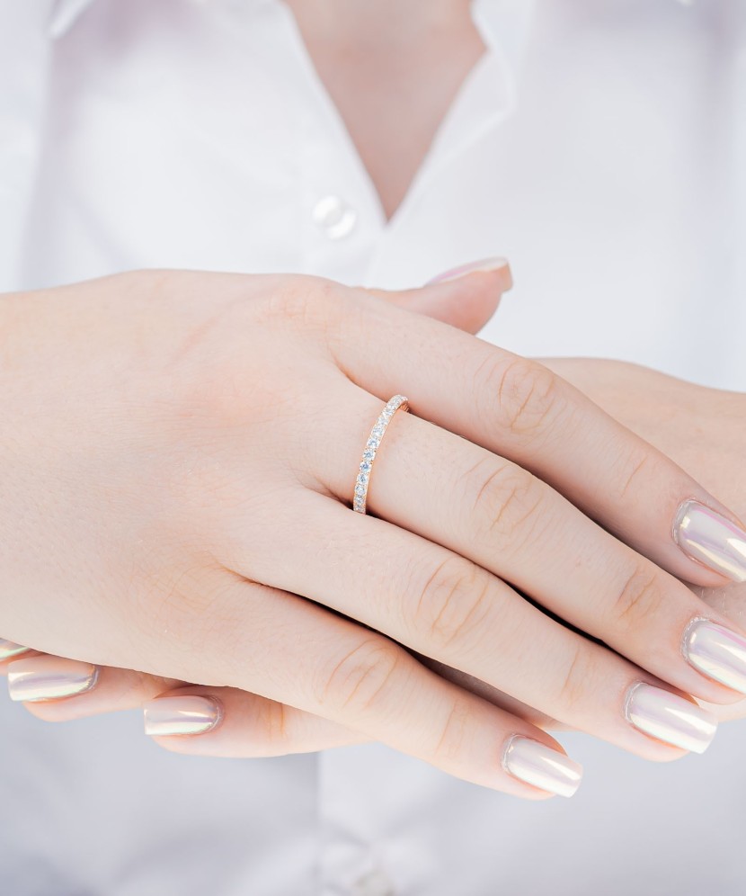 Paauksuotas sidabrinis žiedas su cirkoniais - Sidabriniai žiedai - Goldinga