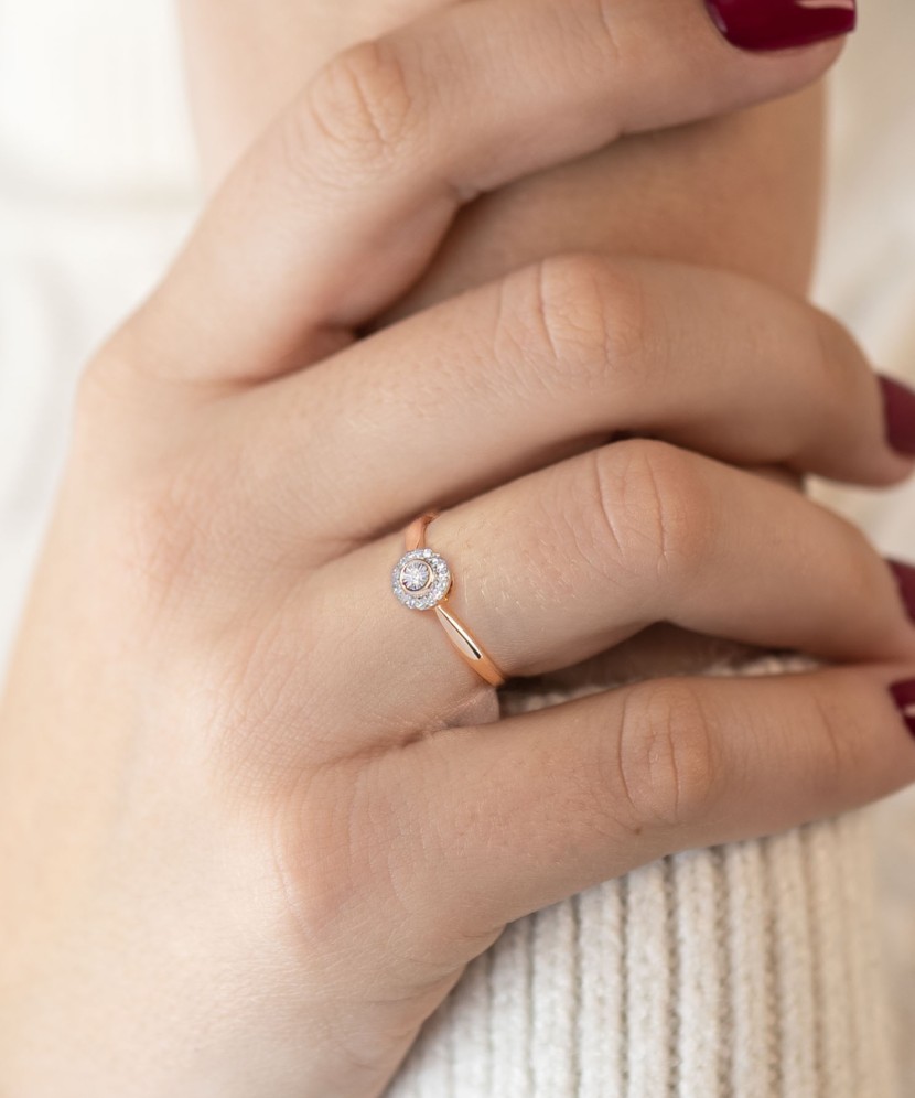 Auksinis žiedas su deimantais - Auksiniai Žiedai su brangakmeniais - Goldinga