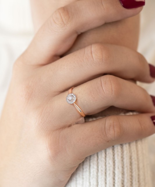 Auksinis žiedas su deimantais - Auksiniai Žiedai su brangakmeniais - Goldinga