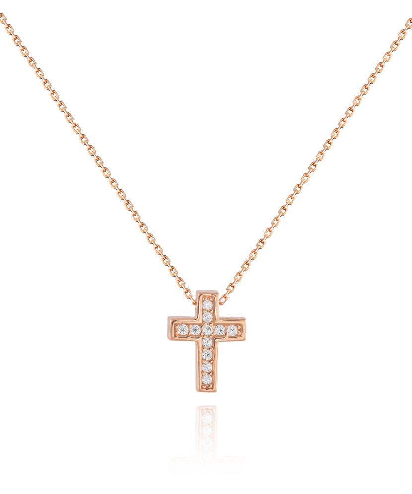 Auksinė grandinėlė su cirkonio pakabuku "Kryželis" - Auksinės grandinėlės su pakabukais - Goldinga