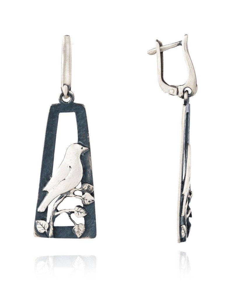 Sidabriniai auskarai "Paukštis"