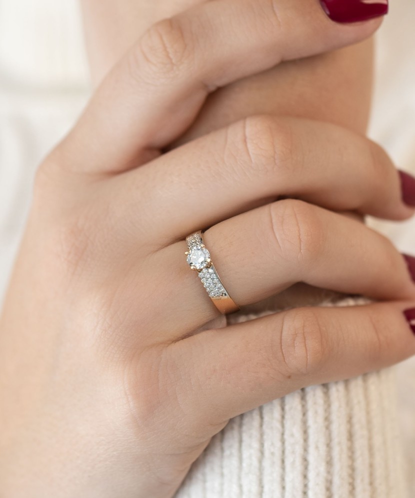 Auksinis žiedas su cirkoniais - Auksiniai žiedai - Goldinga