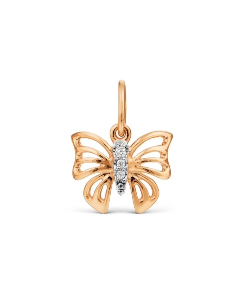 Auksinis pakabukas su cirkoniais "Drugelis" - Auksiniai pakabukai - Goldinga