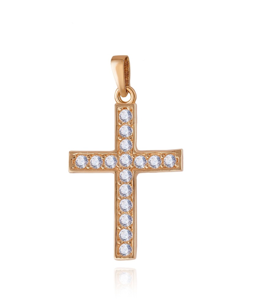 Auksinis pakabukas su cirkoniais "Kryželis" - Auksiniai pakabukai - Goldinga