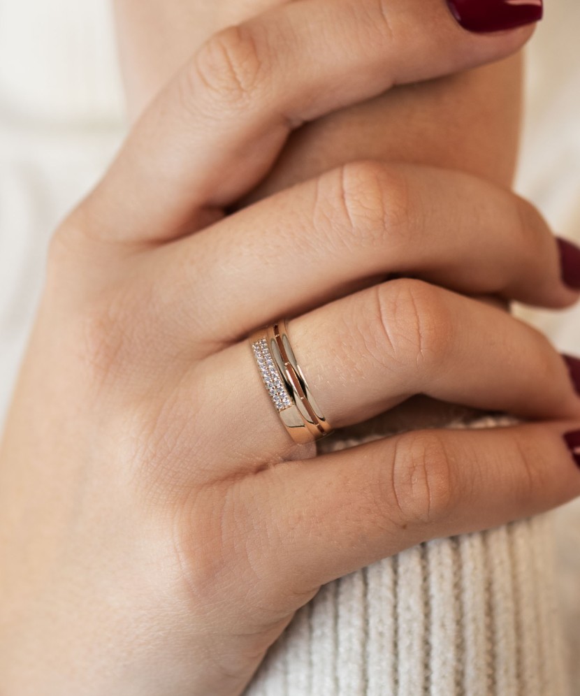 Auksinis žiedas su cirkoniais - Auksiniai žiedai - Goldinga