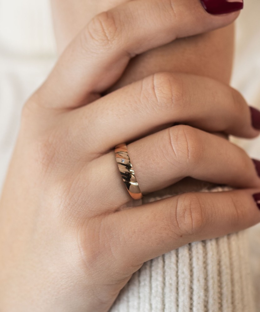 Auksinis žiedas su cirkoniu - Auksiniai žiedai - Goldinga