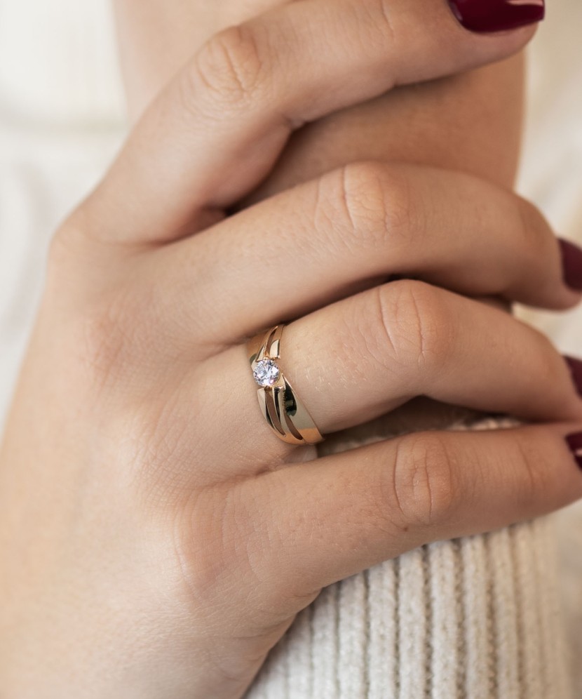 Auksinis žiedas su cirkoniu - Auksiniai žiedai - Goldinga