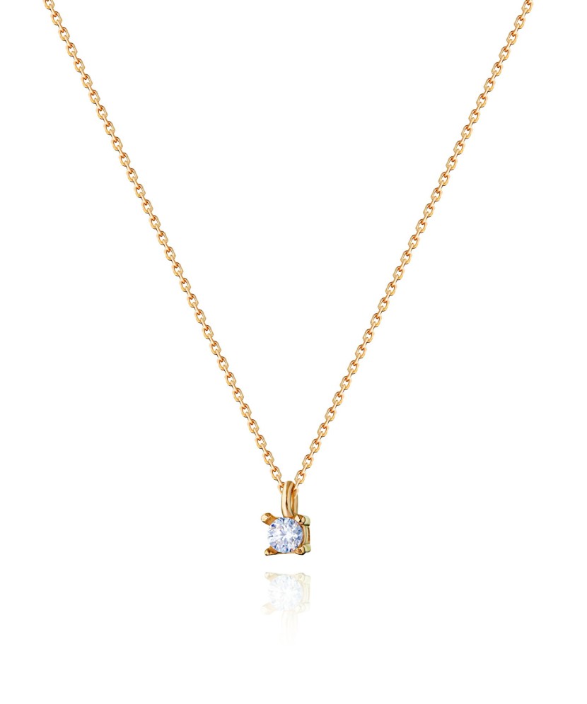 Geltono aukso Grandinėlė Su Cirkonio Pakabuku - Auksinės grandinėlės su pakabukais - Goldinga