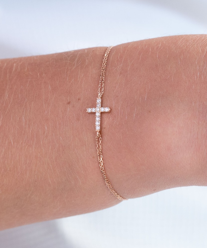 Auksinė apyrankė su cirkoniu "Kryželis" - Auksinės apyrankės - Goldinga