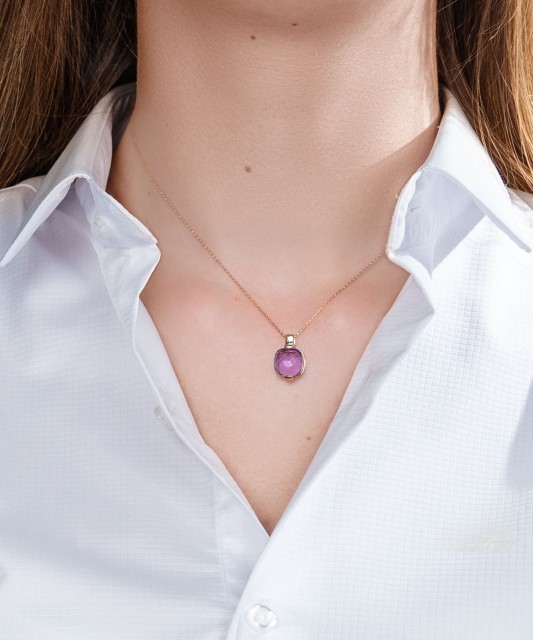 Auksinis pakabukas su ametistu - Auksiniai pakabukai - Goldinga