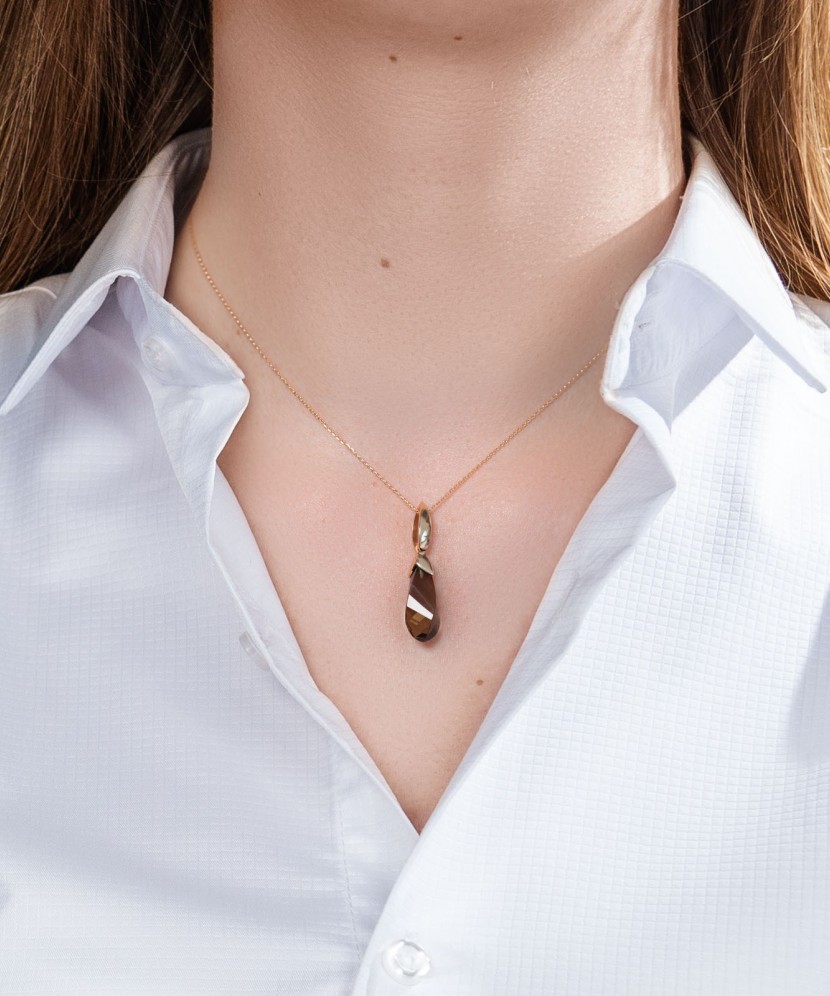 Auksinis pakabukas su dūminiu kvarcu - Auksiniai pakabukai - Goldinga