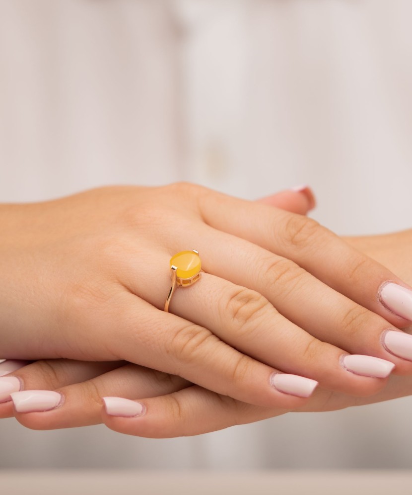 Auksinis žiedas su gintaru - Auksiniai žiedai - Goldinga