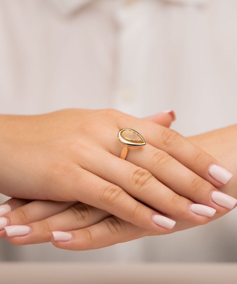 Auksinis žiedas su kvarcu - Auksiniai žiedai - Goldinga