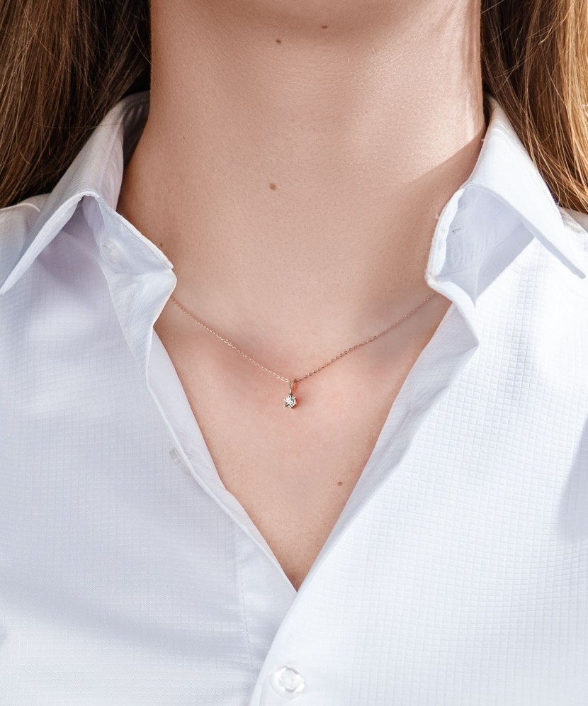 Auksinis pakabukas su briliantu - Pakabukai su brangakmeniais - Goldinga