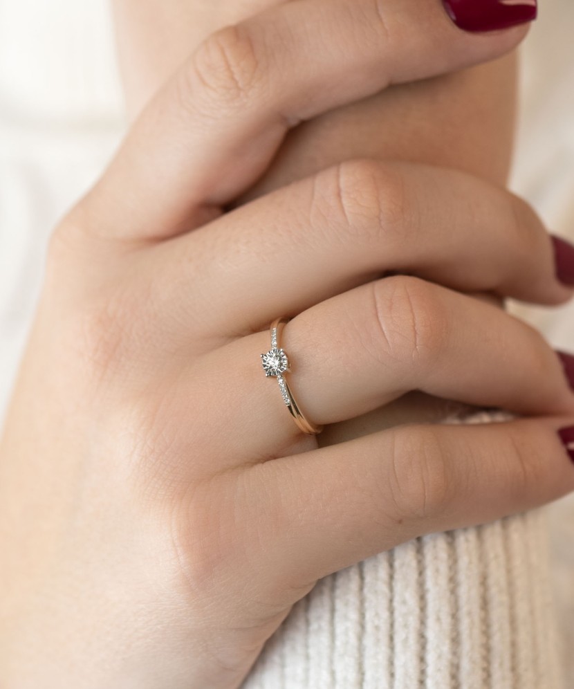 Auksinis žiedas su briliantais - Auksiniai Žiedai su brangakmeniais - Goldinga