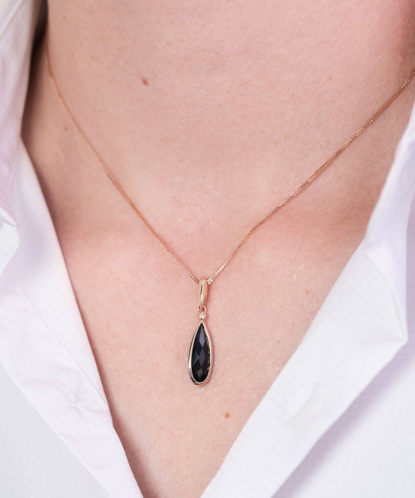 Auksinis pakabukas su briliantu ir agatu - Pakabukai su brangakmeniais - Goldinga