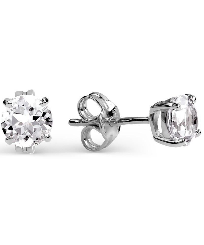 Balto aukso auskarai su kristalu - Auksiniai auskarai - Goldinga