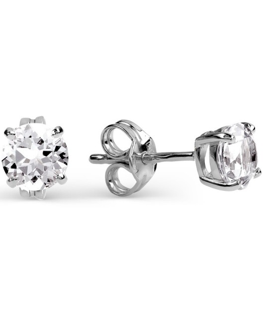 Balto aukso auskarai su kristalu - Auksiniai auskarai - Goldinga