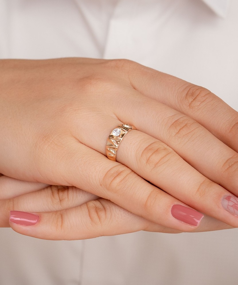 Auksinis žiedas su cirkoniu - Auksiniai žiedai - Goldinga