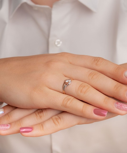 Auksinis žiedas su cirkoniu - Auksiniai žiedai - Goldinga