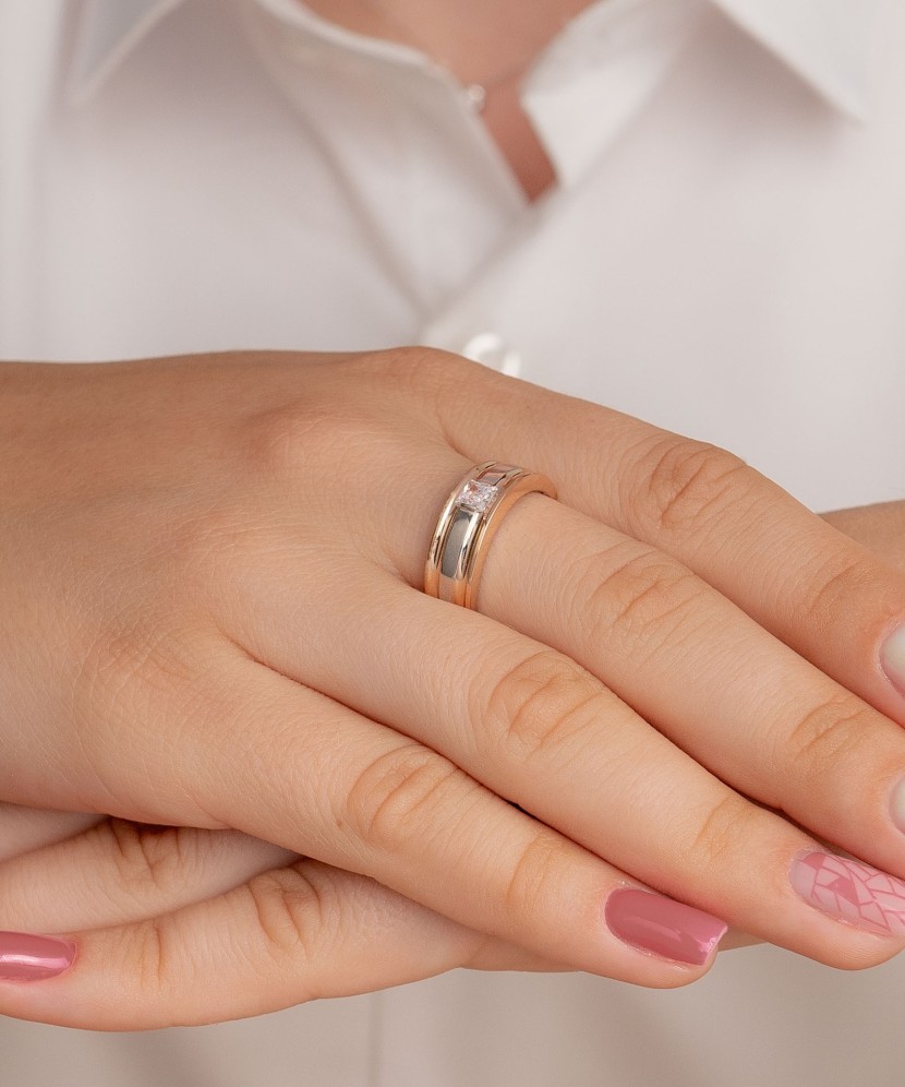 Auksinis žiedas su cirkoniu - Auksiniai žiedai - Goldinga