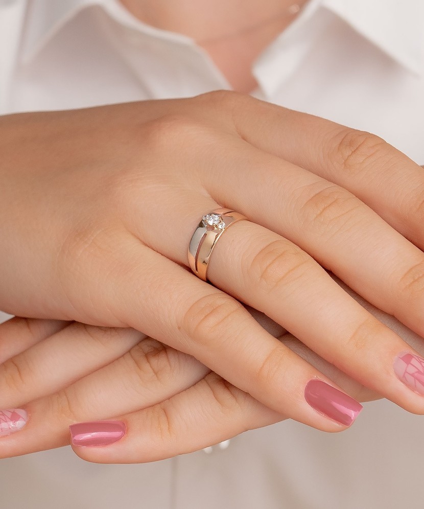 Auksinis žiedas su cirkoniais - Auksiniai žiedai - Goldinga