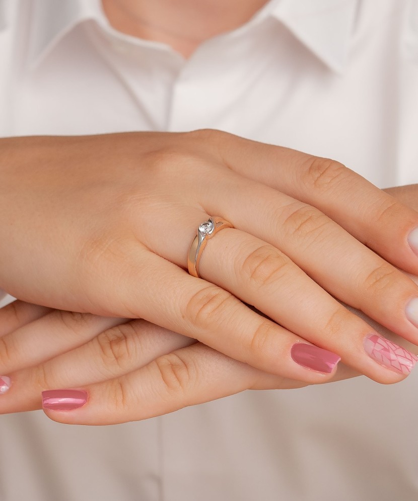 Auksinis žiedas su cirkoniu - Auksiniai žiedai - Goldinga