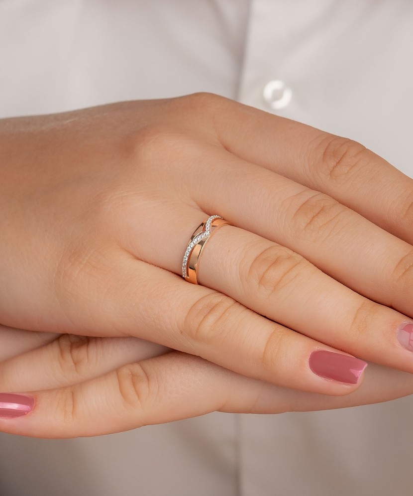 Auksinis žiedas su cirkoniais - Auksiniai žiedai - Goldinga