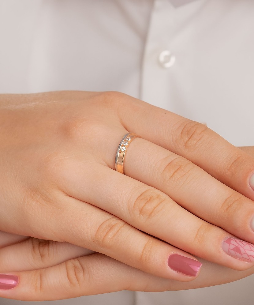 Auksinis žiedas su cirkoniais - Auksiniai žiedai - Goldinga