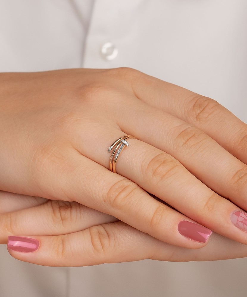 Auksinis žiedas su cirkoniais - Auksiniai žiedai - Goldinga