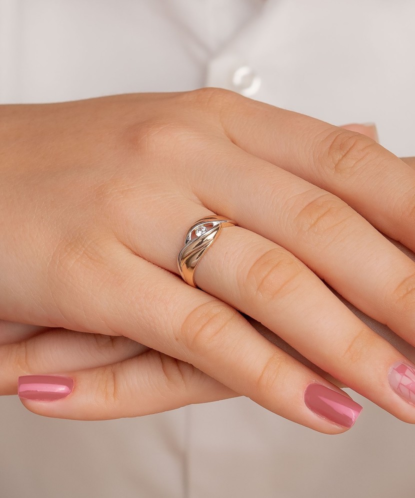 Auksinis žiedas su cirkoniu - Auksiniai žiedai - Goldinga