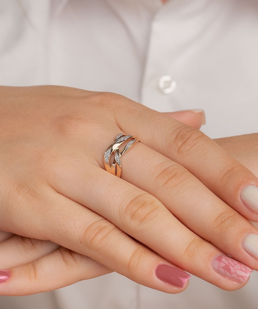 Auksinis žiedas su cirkoniais - Auksiniai žiedai - Goldinga