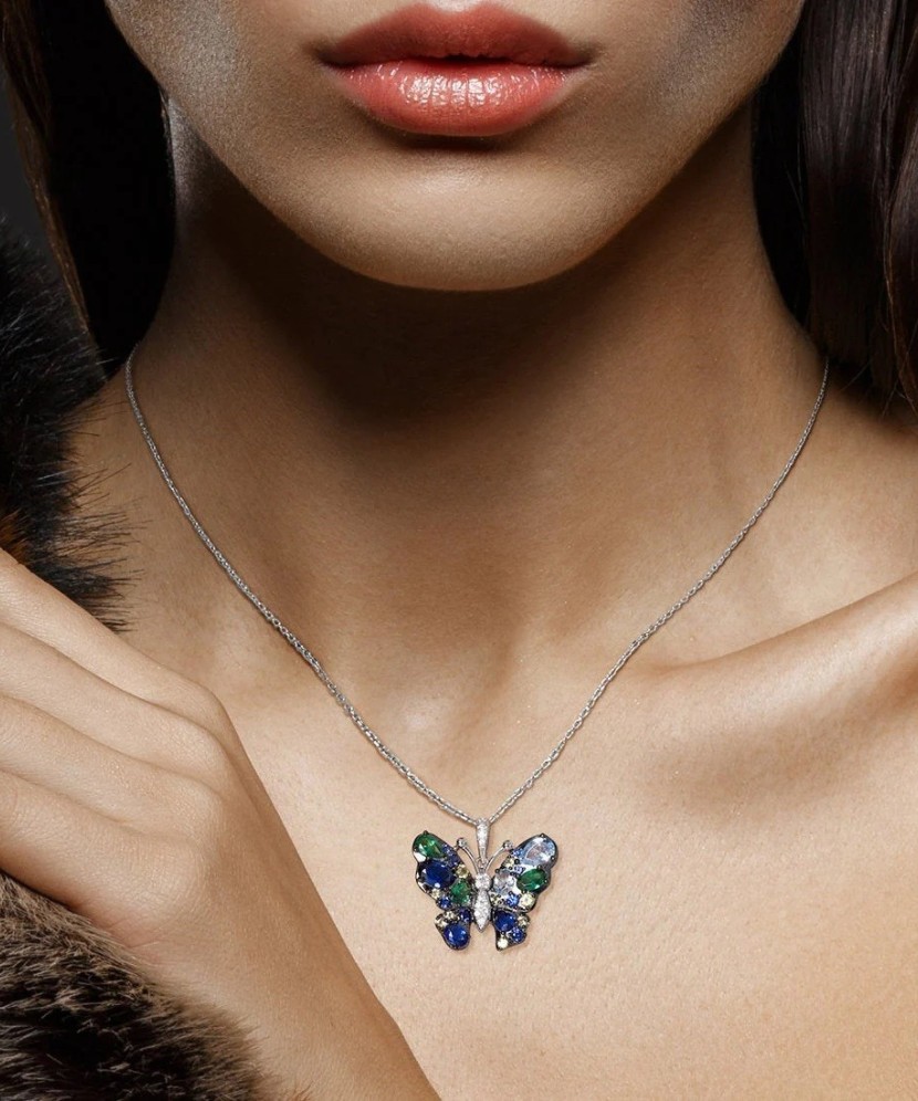 Sidabrinis pakabukas su cirkoniais "Drugelis" - Sidabriniai pakabukai - Goldinga