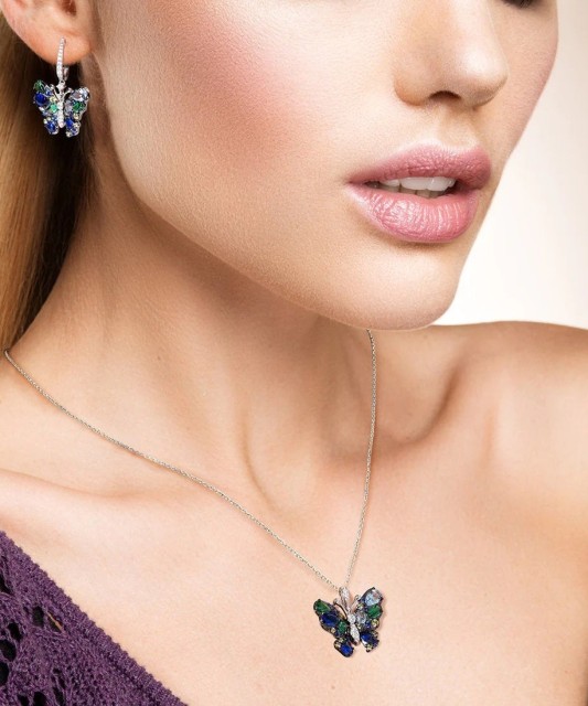 Sidabrinis pakabukas su cirkoniais "Drugelis" - Sidabriniai pakabukai - Goldinga