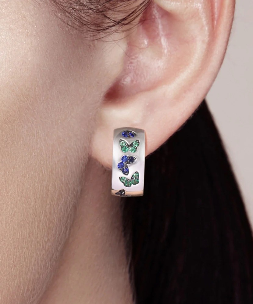 Sidabriniai auskarai su Špineliais Ir Nano Safyrais - Sidabriniai auskarai - Goldinga