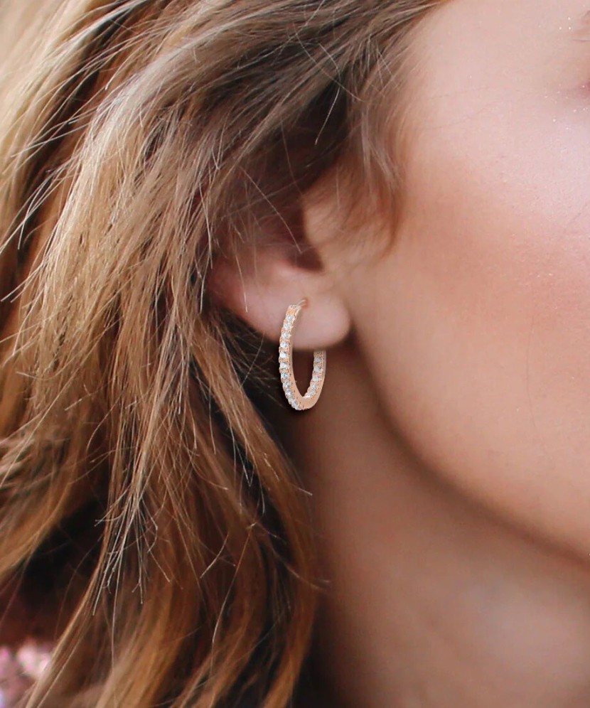 Sidabriniai paauksuoti auskarai su cirkoniais - Sidabriniai auskarai - Goldinga