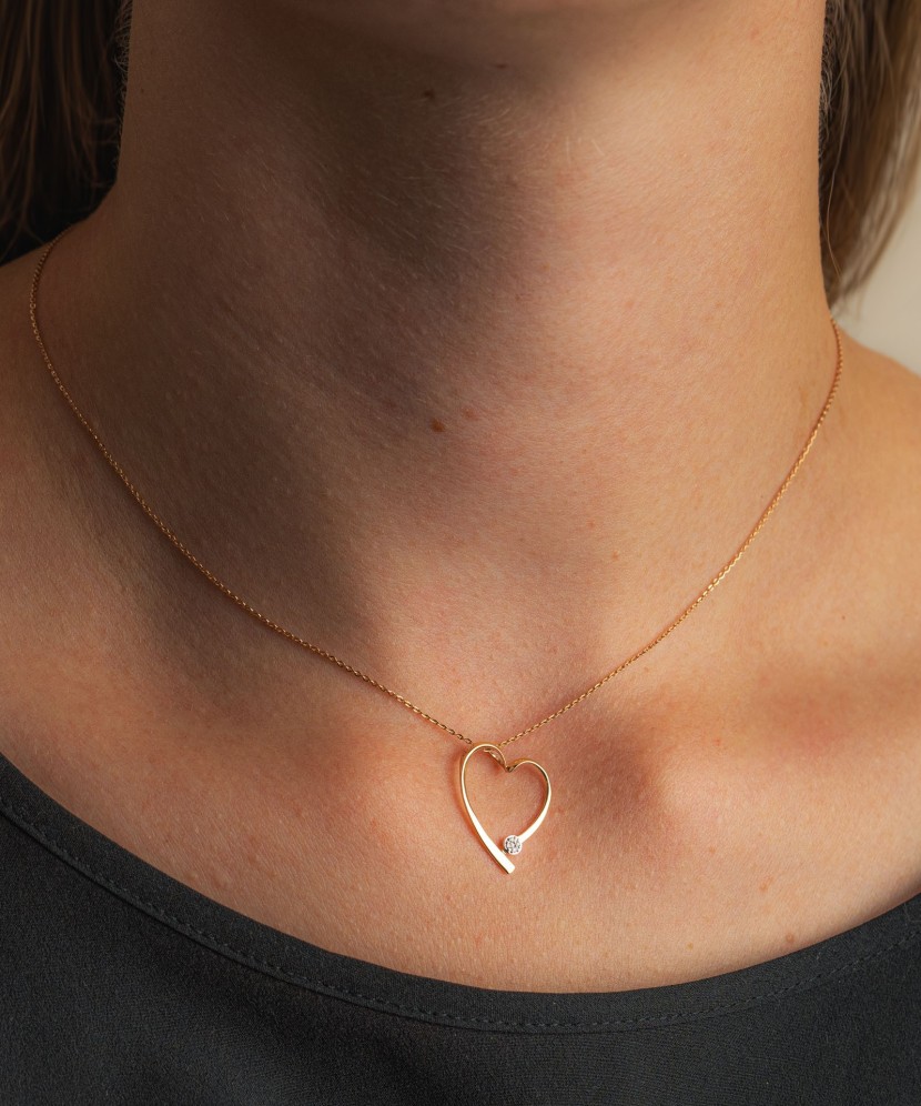 Auksinis pakabukas su deimantais "Širdelė" - Pakabukai su brangakmeniais - Goldinga