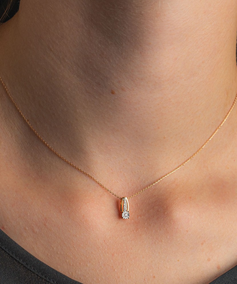 Auksinis pakabukas su deimantais - Pakabukai su brangakmeniais - Goldinga