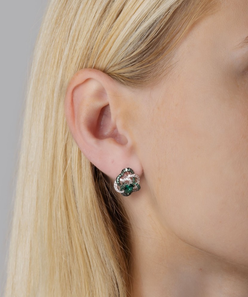 Sidabriniai auskarai su špineliais ir cirkoniais - Sidabriniai auskarai - Goldinga