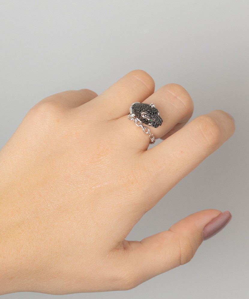 Sidabrinis žiedas su špineliais ir cirkoniais  - Goldinga