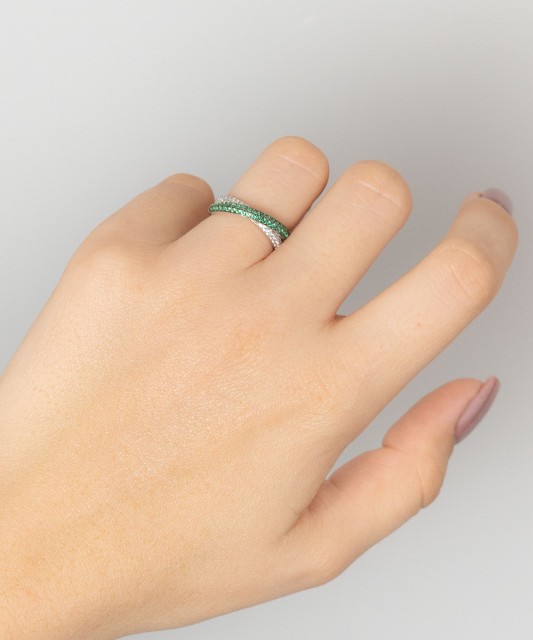 Sidabrinis žiedas su špineliais ir cirkoniais - Sidabriniai žiedai - Goldinga