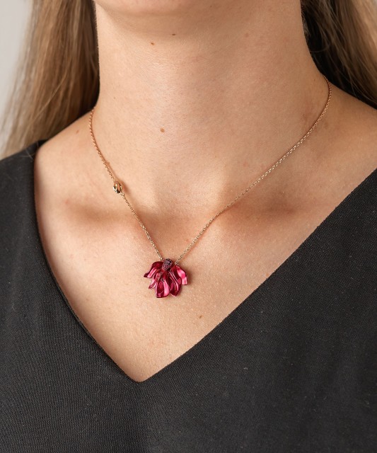 Paauksuota sidabrinė grandinėlė su cirkonio pakabuku - Sidabrinės grandinėlės su pakabukais - Goldinga