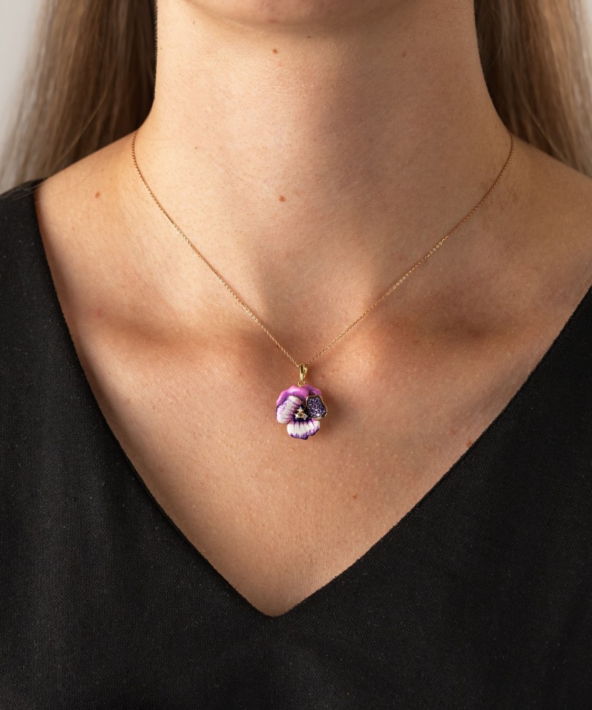 Sidabrinis paauksuotas pakabukas su emale ir cirkoniais - Sidabriniai pakabukai - Goldinga