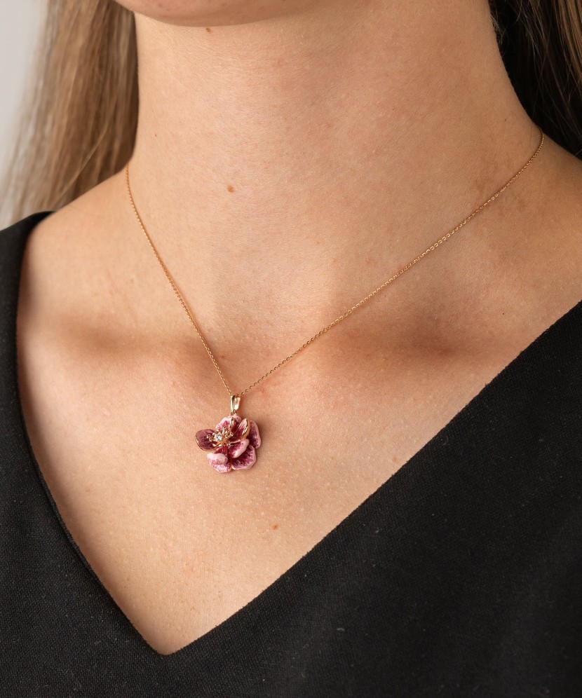 Sidabrinis paauksuotas pakabukas su emale ir cirkoniais - Sidabriniai pakabukai - Goldinga