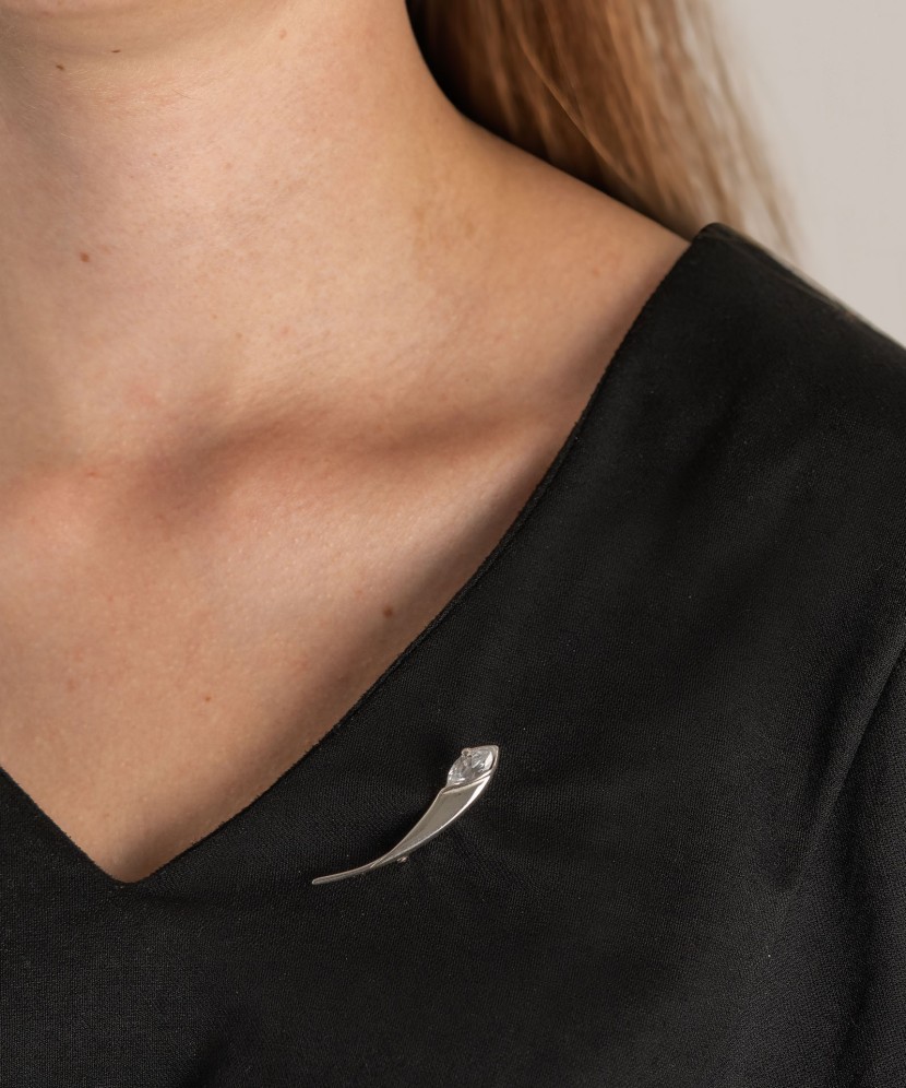 Sidabrinė sagė su cirkoniu - Sagės - Goldinga