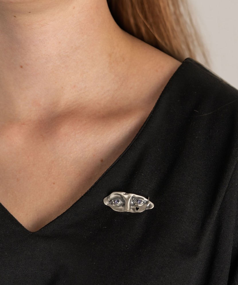 Sidabrinė sagė su cirkoniu - Sagės - Goldinga