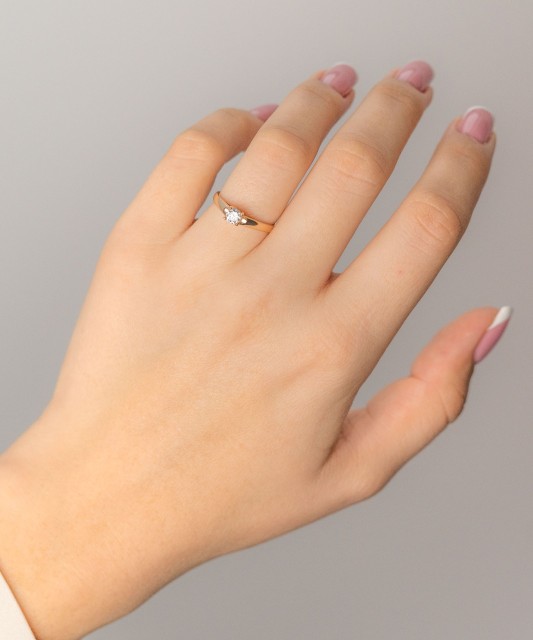 Auksinis žiedas su cirkoniu - Auksiniai žiedai - Goldinga