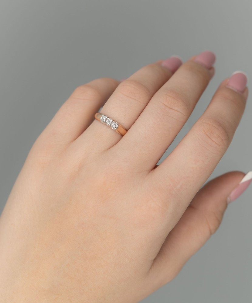 Auksinis žiedas su briliantais 0,107ct - Auksiniai Žiedai su brangakmeniais - Goldinga